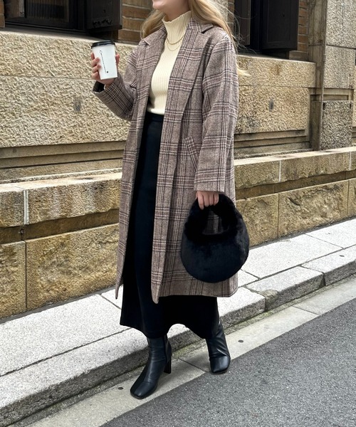 prose verse(プロズヴェール)の「グレンチェックチェスターコート(チェスターコート・レディース・ブラック/ブラウン・MEDIUM/LARGE)」の20枚目の写真