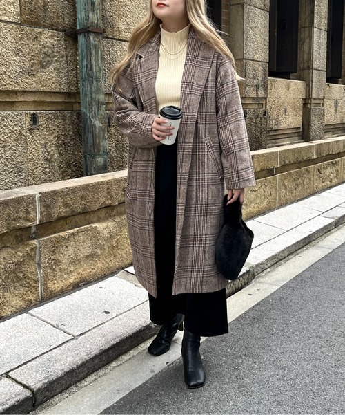 prose verse(プロズヴェール)の「グレンチェックチェスターコート(チェスターコート・レディース・ブラック/ブラウン・MEDIUM/LARGE)」の17枚目の写真