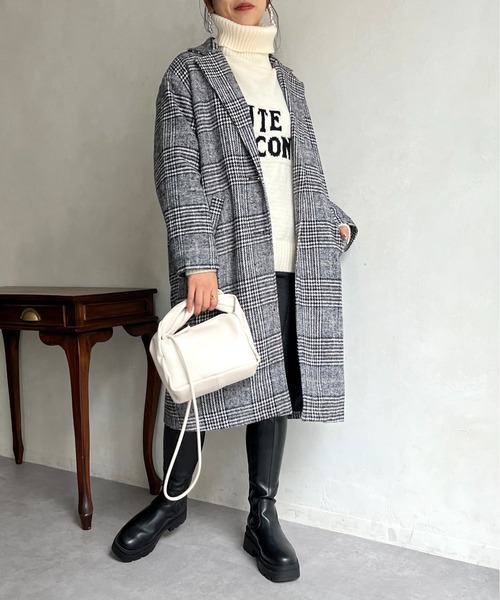 prose verse(プロズヴェール)の「グレンチェックチェスターコート(チェスターコート・レディース・ブラック/ブラウン・MEDIUM/LARGE)」の11枚目の写真
