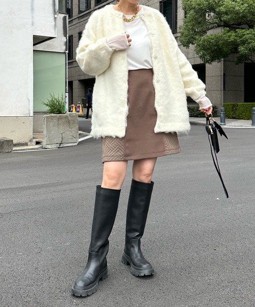 DouDou（ドゥドゥ）の「シャギーニットカーディガン（カーディガン/ボレロ・レディース・オフホワイト/グレイッシュベージュ/ブルー・FREE）」の14枚目の写真