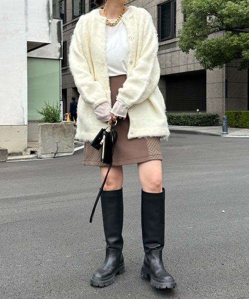 DouDou（ドゥドゥ）の「シャギーニットカーディガン（カーディガン/ボレロ・レディース・オフホワイト/グレイッシュベージュ/ブルー・FREE）」の11枚目の写真