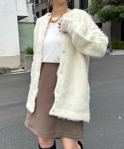 DouDou（ドゥドゥ）の「シャギーニットカーディガン（カーディガン/ボレロ・レディース・オフホワイト/グレイッシュベージュ/ブルー・FREE）」の20枚目の写真