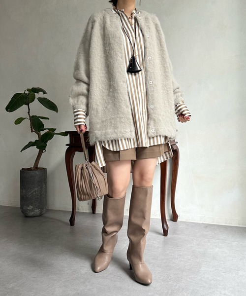 DouDou（ドゥドゥ）の「シャギーニットカーディガン（カーディガン/ボレロ・レディース・オフホワイト/グレイッシュベージュ/ブルー・FREE）」の8枚目の写真