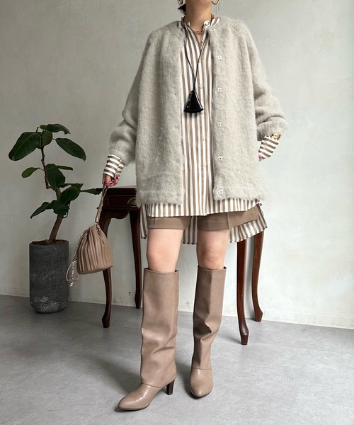 DouDou（ドゥドゥ）の「シャギーニットカーディガン（カーディガン/ボレロ・レディース・オフホワイト/グレイッシュベージュ/ブルー・FREE）」の15枚目の写真