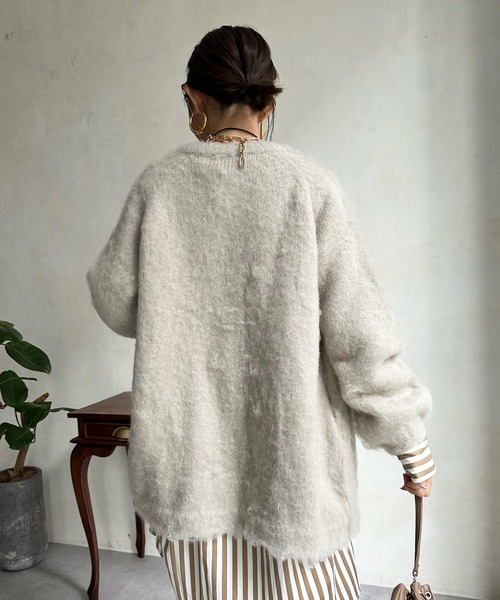 DouDou（ドゥドゥ）の「シャギーニットカーディガン（カーディガン/ボレロ・レディース・オフホワイト/グレイッシュベージュ/ブルー・FREE）」の9枚目の写真