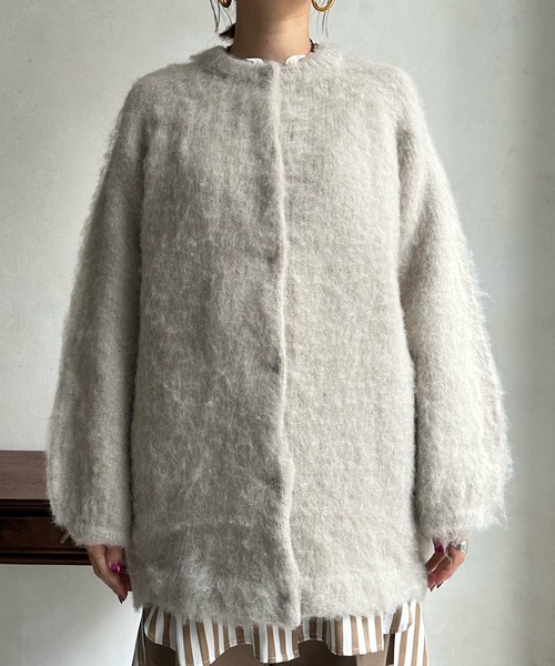 DouDou（ドゥドゥ）の「シャギーニットカーディガン（カーディガン/ボレロ・レディース・オフホワイト/グレイッシュベージュ/ブルー・FREE）」の13枚目の写真