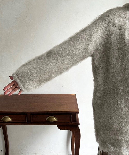 DouDou（ドゥドゥ）の「シャギーニットカーディガン（カーディガン/ボレロ・レディース・オフホワイト/グレイッシュベージュ/ブルー・FREE）」の6枚目の写真