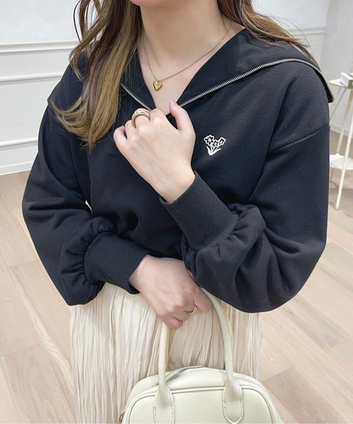 apres jour(アプレジュール)の「ハーフジップスウェット【ZOZOTOWN限定アイテム】(スウェット・レディース・ブラック/アイボリー/ライトピンク/マスタード・X-LARGE/フリー)」の9枚目の写真