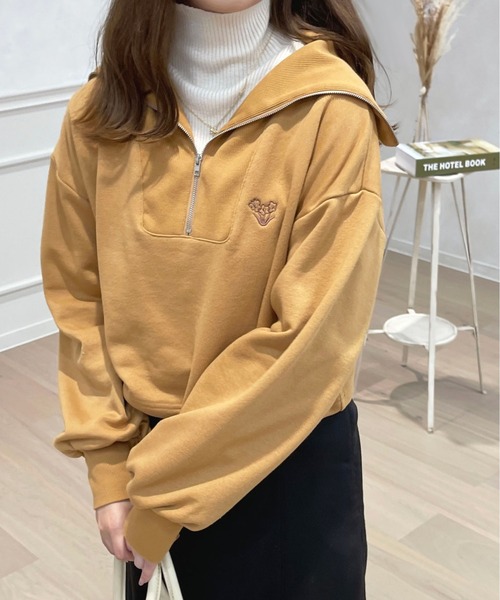 apres jour(アプレジュール)の「ハーフジップスウェット【ZOZOTOWN限定アイテム】(スウェット・レディース・ブラック/アイボリー/ライトピンク/マスタード・X-LARGE/フリー)」の7枚目の写真