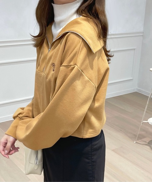 apres jour(アプレジュール)の「ハーフジップスウェット【ZOZOTOWN限定アイテム】(スウェット・レディース・ブラック/アイボリー/ライトピンク/マスタード・X-LARGE/フリー)」の13枚目の写真