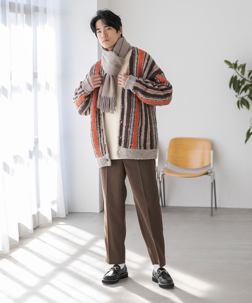 niko and...（ニコアンド）の「ブークレアソートニットVネックカーディガン（Tシャツ/カットソー・メンズ・ベージュ/チャコール/グリーン・MEDIUM/LARGE）」の6枚目の写真