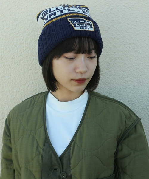 AMERICAN NEEDLE（アメリカンニードル）の「LAIDBACK / American Needle アメリカンニードル NATIONEL PARK PONPON PILLOW LINE KNIT CAP（ニットキャップ/ビーニー・レディース・オリーブ/ネイビー・FREE）」の9枚目の写真