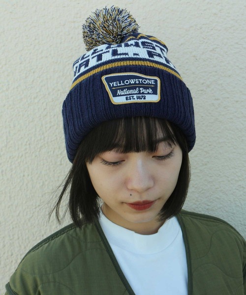 AMERICAN NEEDLE（アメリカンニードル）の「LAIDBACK / American Needle アメリカンニードル NATIONEL PARK PONPON PILLOW LINE KNIT CAP（ニットキャップ/ビーニー・レディース・オリーブ/ネイビー・FREE）」の8枚目の写真