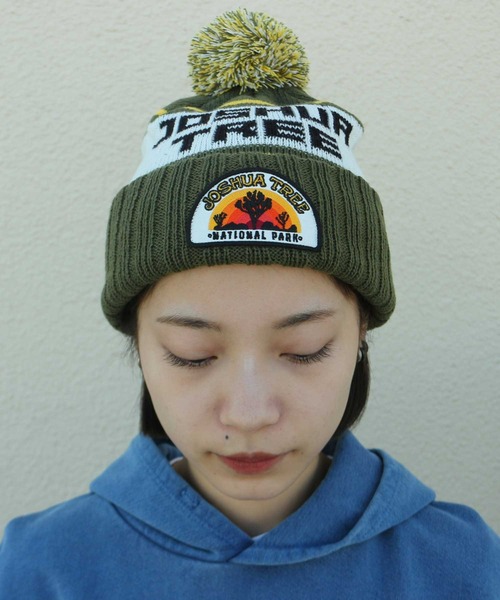 AMERICAN NEEDLE（アメリカンニードル）の「LAIDBACK / American Needle アメリカンニードル NATIONEL PARK PONPON PILLOW LINE KNIT CAP（ニットキャップ/ビーニー・レディース・オリーブ/ネイビー・FREE）」の5枚目の写真