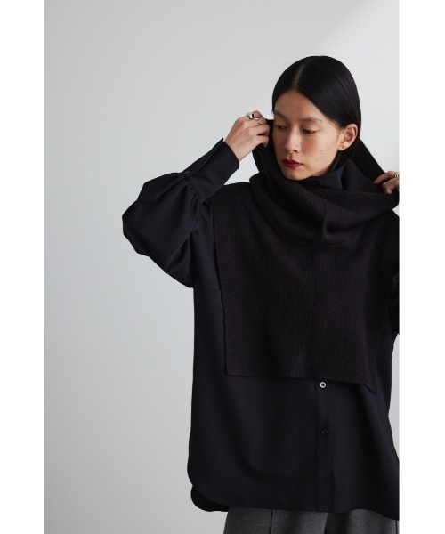 STYLEMIXER(スタイルミキサー)の「フードネックウォーマー(ネックウォーマー/スヌード・レディース・ブラック/グレー・FREE)」の4枚目の写真