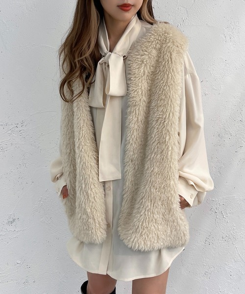 apres jour mignon（アプレジュールミニョン）の「ボウタイチュニック【ZOZOTOWN限定アイテム】（シャツ/ブラウス・レディース・オフホワイト/ブラック/アイボリー・フリー/X-LARGE）」の2枚目の写真