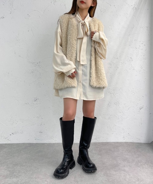 apres jour mignon（アプレジュールミニョン）の「ボウタイチュニック【ZOZOTOWN限定アイテム】（シャツ/ブラウス・レディース・オフホワイト/ブラック/アイボリー・フリー/X-LARGE）」の14枚目の写真