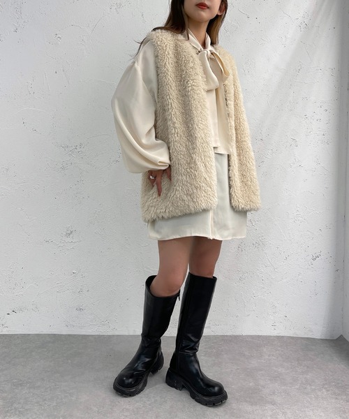 apres jour mignon（アプレジュールミニョン）の「ボウタイチュニック【ZOZOTOWN限定アイテム】（シャツ/ブラウス・レディース・オフホワイト/ブラック/アイボリー・フリー/X-LARGE）」の16枚目の写真