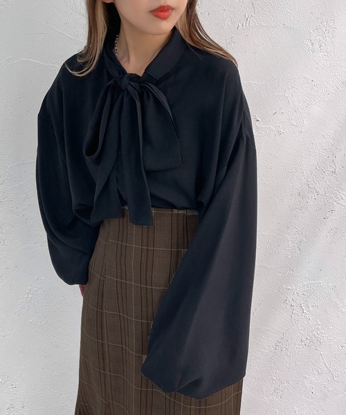 apres jour mignon（アプレジュールミニョン）の「ボウタイチュニック【ZOZOTOWN限定アイテム】（シャツ/ブラウス・レディース・オフホワイト/ブラック/アイボリー・フリー/X-LARGE）」の17枚目の写真