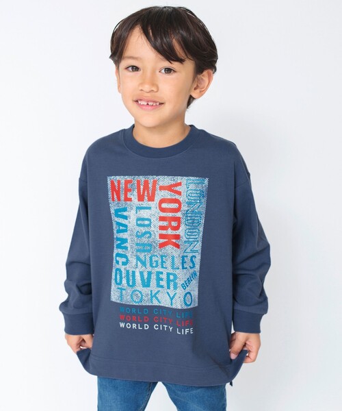 BRANSHES（ブランシェス）の「【アソート】グラフィック長袖Tシャツ_ロンT（Tシャツ/カットソー・キッズ・ベージュ/ライトベージュ/チャコールグレー/アイボリー/サックスブルー/エメラルド/オフホワイト/ブラック/カラフル/コバルトブルー・100/110/130/140/150/90/120/160）」の9枚目の写真