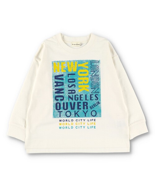 BRANSHES（ブランシェス）の「【アソート】グラフィック長袖Tシャツ_ロンT（Tシャツ/カットソー・キッズ・ベージュ/ライトベージュ/チャコールグレー/アイボリー/サックスブルー/エメラルド/オフホワイト/ブラック/カラフル/コバルトブルー・100/110/130/140/150/90/120/160）」の6枚目の写真