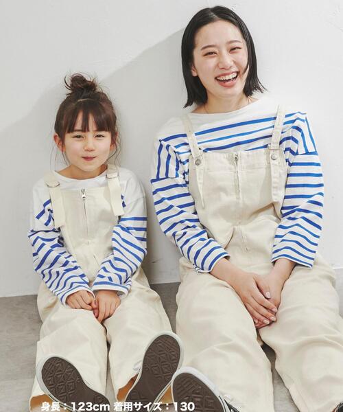 coen（コーエン）の「テープストラップオーバーオール（サロペット/オーバーオール・キッズ・ナチュラル/ネイビー・110/130/150）」の4枚目の写真