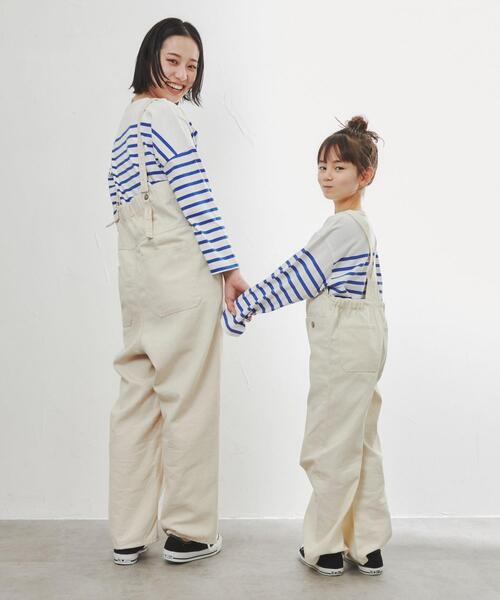 coen（コーエン）の「テープストラップオーバーオール（サロペット/オーバーオール・キッズ・ナチュラル/ネイビー・110/130/150）」の6枚目の写真