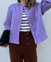 mi via loca | 裏ボア前後２WAYパール釦カーディガン(スウェット)