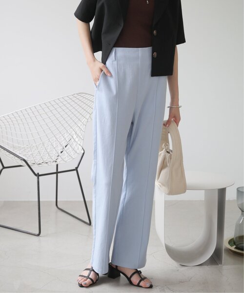 RAY CASSIN（レイカズン）の「S/M/L展開　リネンライクリラックスセミフレアパンツ（スラックス・レディース・ブラック/サックスブルー/ブラウン/ライトカーキ/ベージュ・SMALL/MEDIUM/LARGE）」の5枚目の写真