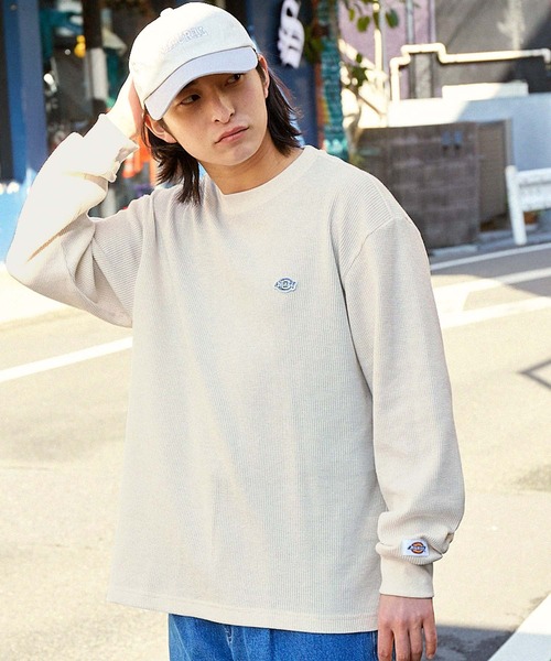 Dickies/ディッキーズ ロゴ刺繍ワッフルルーズロンTカットソー MONO