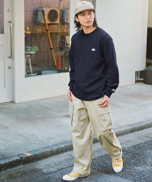 Dickies/ディッキーズ ロゴ刺繍ワッフルルーズロンTカットソー