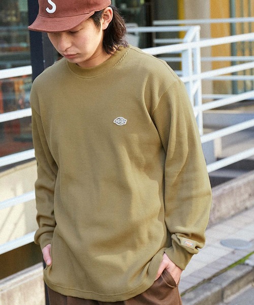 Dickies(ディッキーズ)の「Dickies/ディッキーズ ロゴ刺繍ワッフルルーズロンTカットソー(Tシャツ/カットソー・メンズ・スミクロ/オフホワイト/ネイビー/ベージュ・XL/L/M)」の6枚目の写真