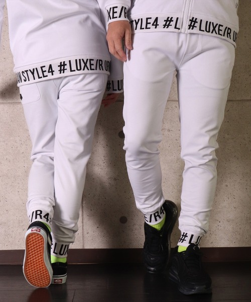 LUXE/R(ラグジュ)の「(RM)【ユニセックス】【LUXE/R】ポンチ ジャガード ロゴ リブ ジョガーパンツ(スウェットパンツ・メンズ・ブラック/グレー/ホワイト・MEDIUM/LARGE)」の7枚目の写真