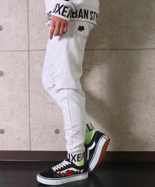 LUXE/R(ラグジュ)の「(RM)【ユニセックス】【LUXE/R】ポンチ ジャガード ロゴ リブ ジョガーパンツ(スウェットパンツ・メンズ・ブラック/グレー/ホワイト・MEDIUM/LARGE)」の9枚目の写真