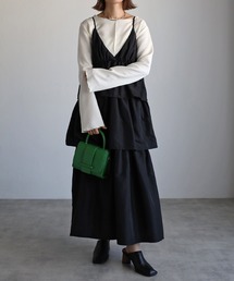 r. | ソフトタフタ ティアード キャミワンピース(ジャンパースカート)