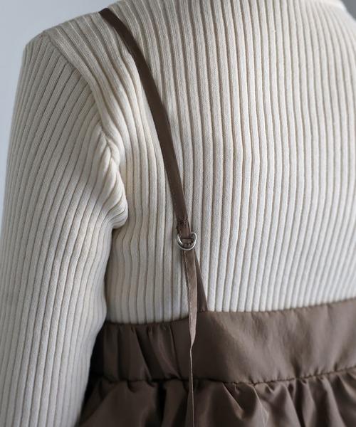 r.（アールドット）の「ソフトタフタ ティアード キャミワンピース（ジャンパースカート・レディース・グレイッシュベージュ/ブラック/キナリ・FREE）」の16枚目の写真