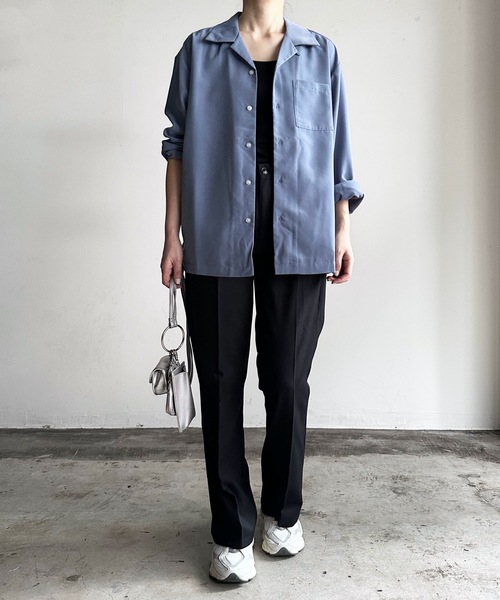COMMON WARE(コモンウェアー)の「COMMONWARE:PE オープンカラーシャツ L/S(シャツ/ブラウス・レディース・オフホワイト/サックスブルー/グレイッシュベージュ/グリーン/モカ/ブラック・L/XL/M)」の6枚目の写真