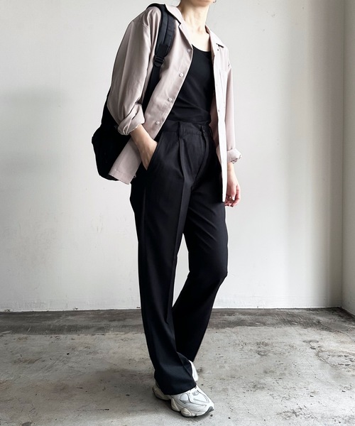 COMMON WARE(コモンウェアー)の「COMMONWARE:PE オープンカラーシャツ L/S(シャツ/ブラウス・レディース・オフホワイト/サックスブルー/グレイッシュベージュ/グリーン/モカ/ブラック・L/XL/M)」の4枚目の写真