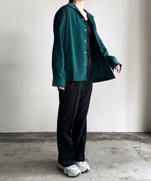 COMMON WARE(コモンウェアー)の「COMMONWARE:PE オープンカラーシャツ L/S(シャツ/ブラウス・レディース・オフホワイト/サックスブルー/グレイッシュベージュ/グリーン/モカ/ブラック・L/XL/M)」の5枚目の写真