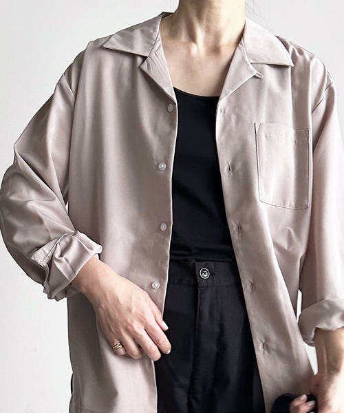 COMMON WARE(コモンウェアー)の「COMMONWARE:PE オープンカラーシャツ L/S(シャツ/ブラウス・レディース・オフホワイト/サックスブルー/グレイッシュベージュ/グリーン/モカ/ブラック・L/XL/M)」の20枚目の写真