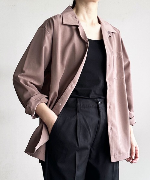 COMMON WARE(コモンウェアー)の「COMMONWARE:PE オープンカラーシャツ L/S(シャツ/ブラウス・レディース・オフホワイト/サックスブルー/グレイッシュベージュ/グリーン/モカ/ブラック・L/XL/M)」の15枚目の写真