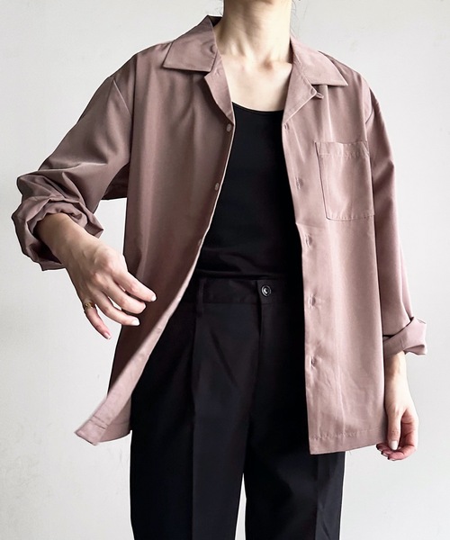 COMMON WARE(コモンウェアー)の「COMMONWARE:PE オープンカラーシャツ L/S(シャツ/ブラウス・レディース・オフホワイト/サックスブルー/グレイッシュベージュ/グリーン/モカ/ブラック・L/XL/M)」の16枚目の写真
