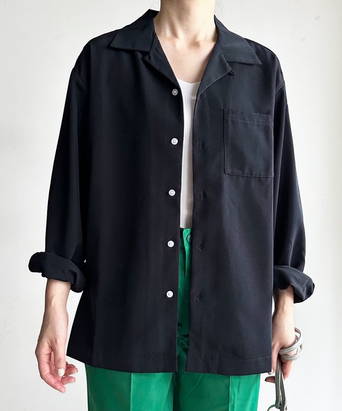 COMMON WARE(コモンウェアー)の「COMMONWARE:PE オープンカラーシャツ L/S(シャツ/ブラウス・レディース・オフホワイト/サックスブルー/グレイッシュベージュ/グリーン/モカ/ブラック・L/XL/M)」の11枚目の写真