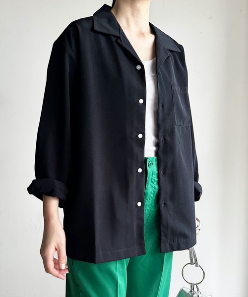 COMMON WARE(コモンウェアー)の「COMMONWARE:PE オープンカラーシャツ L/S(シャツ/ブラウス・レディース・オフホワイト/サックスブルー/グレイッシュベージュ/グリーン/モカ/ブラック・L/XL/M)」の12枚目の写真