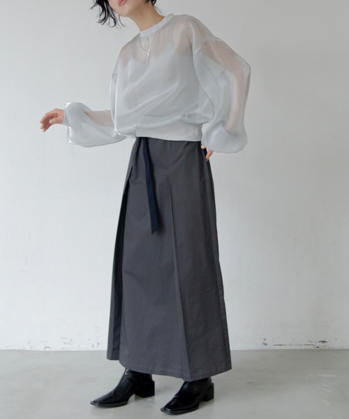VACANCY（ヴァカンシー）の「配色ベルトコットンツイルスカート（スカート・レディース・ベージュ/チャコールグレー・FREE）」の19枚目の写真