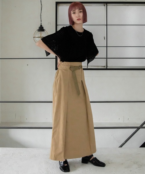 VACANCY（ヴァカンシー）の「配色ベルトコットンツイルスカート（スカート・レディース・ベージュ/チャコールグレー・FREE）」の10枚目の写真