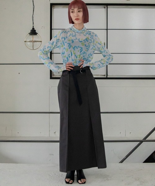 VACANCY（ヴァカンシー）の「配色ベルトコットンツイルスカート（スカート・レディース・ベージュ/チャコールグレー・FREE）」の3枚目の写真