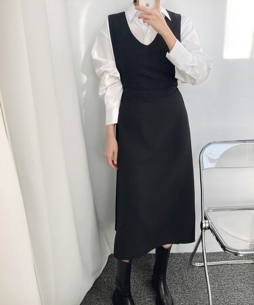 fd style（エフディ スタイル）の「ジョイ袖なし バンディング ワンピース（ワンピース・レディース・Black/Beige・FREE）」の2枚目の写真