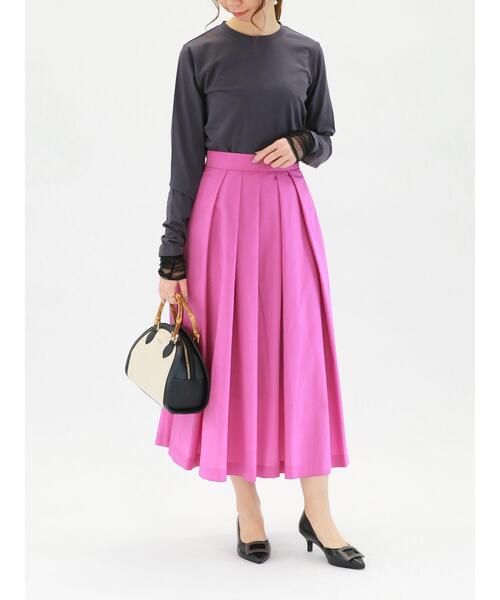 Te chichi（テチチ）の「ミニグログランタックフレアスカート（スカート・レディース・ピンク/グリーン/ベージュ/ネイビー・SMALL/MEDIUM）」の8枚目の写真