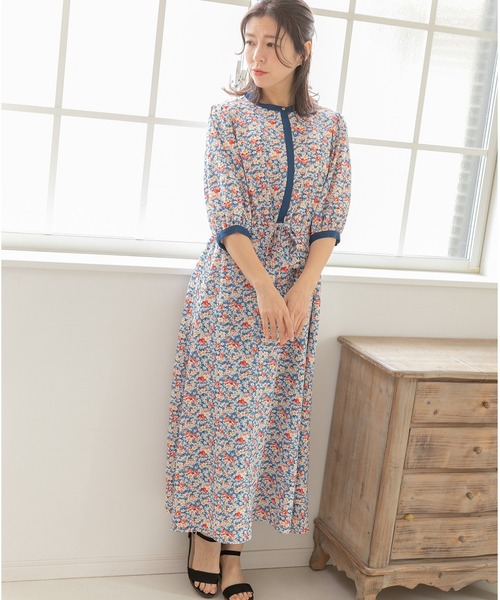 【美品】グレースクラス　ボタニカル　シャツワンピース　プリーツ　花柄　総柄 サテンボタニカルシャツワンピース / GRACE CONTINENTAL | GRACE